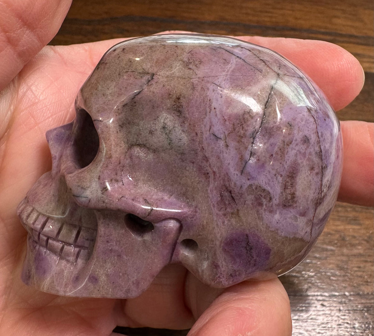 Lavender Jade Master Carved Skull 1 1/2 x 2 1/4 x 2 Inch #NC8007