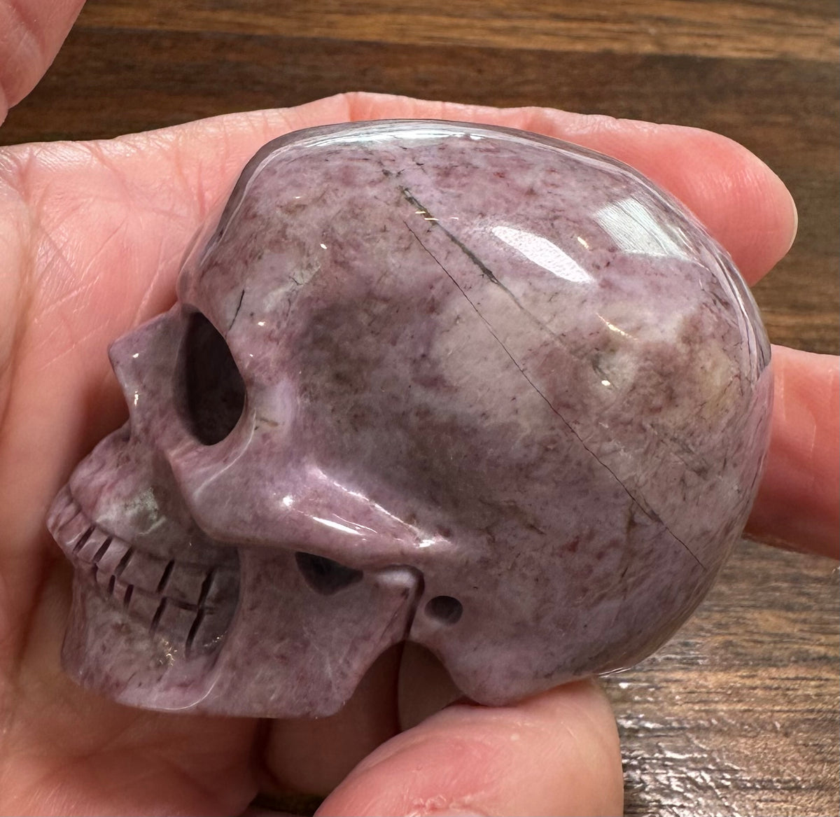Lavender Jade Master Carved Skull 1 1/4 x 2 1/8 x 1 3/4 Inch #NC8008