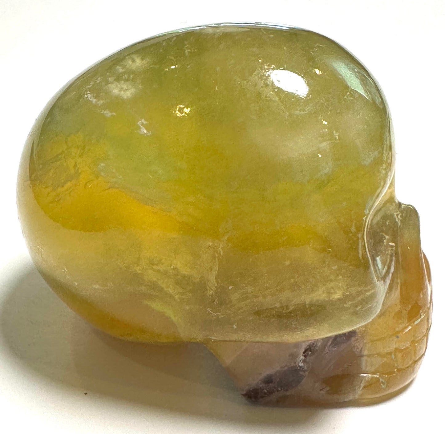 Master Carved Banded Fluorite Crystal Skull by Leandro de Souza 1¼ in x 2⅛ in x 1⅝ in #NC7941