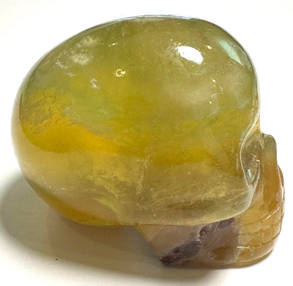 Master Carved Banded Fluorite Crystal Skull by Leandro de Souza 1¼ in x 2⅛ in x 1⅝ in #NC7941