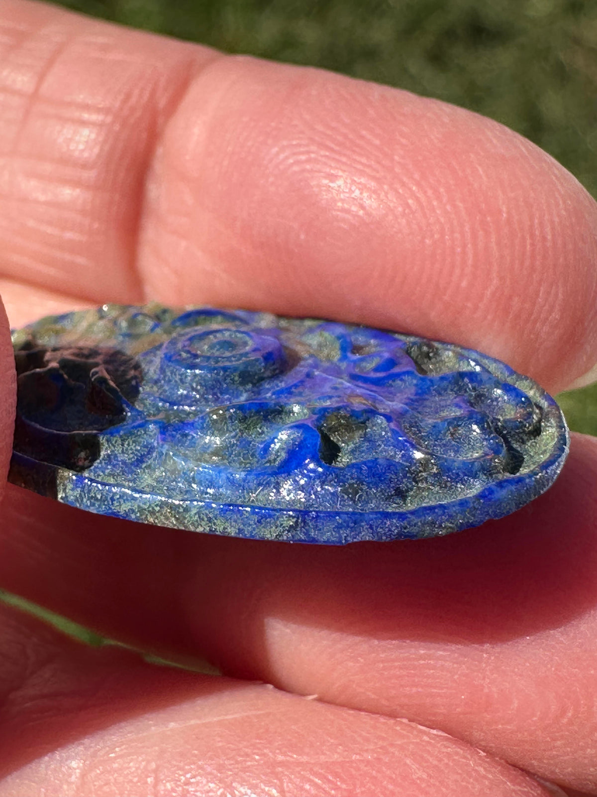 Carved Lapis Lazuli One of a Kind Oval Cabochon 19 x 31mm CAB7943