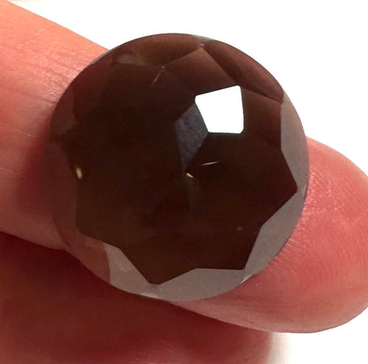 A-Grade Smoky Quartz Faceted Cabochon – 20mm Round- #18142