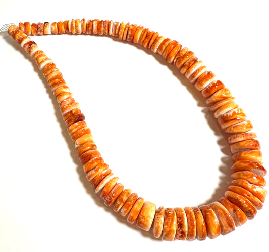 High Grade Orange Spiny Oyster Shell Graduated Bead Strand – 8–18mm, 16 Inches Item #: SP7898
