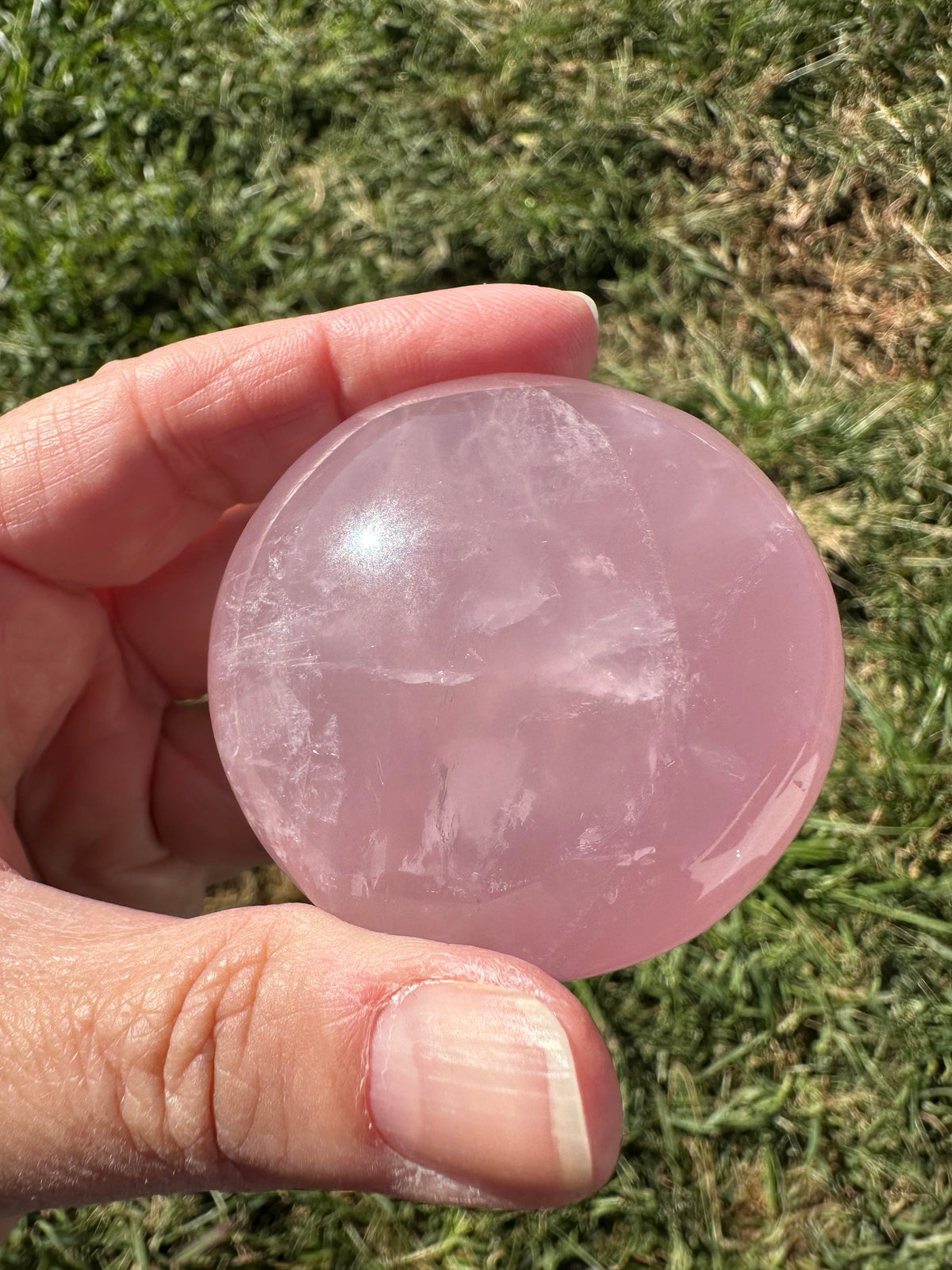 Star Rose Quartz Palm Stone with Asterism NC7990