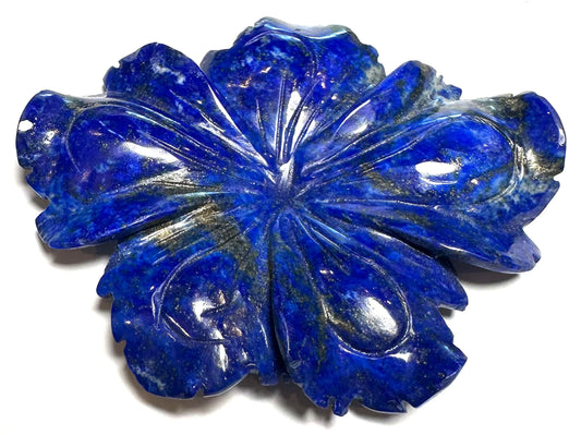 Premium Hand-Carved Lapis Lazuli Flower Cabochon, 2¾" x 2¼" - SP7872