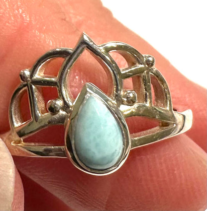 Larimar Crown Filigree Sterling Silver Ring SP7720