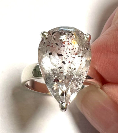 AAA Super Seven Pear-Shaped Sterling Silver Ring – Size 6 SP7718