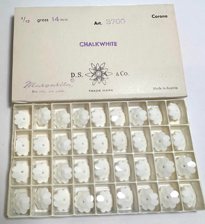 Vintage Swarovski Crystal Margaritas – Chalk White – 14mm – Article #3700 Original Packaging – #VB7914