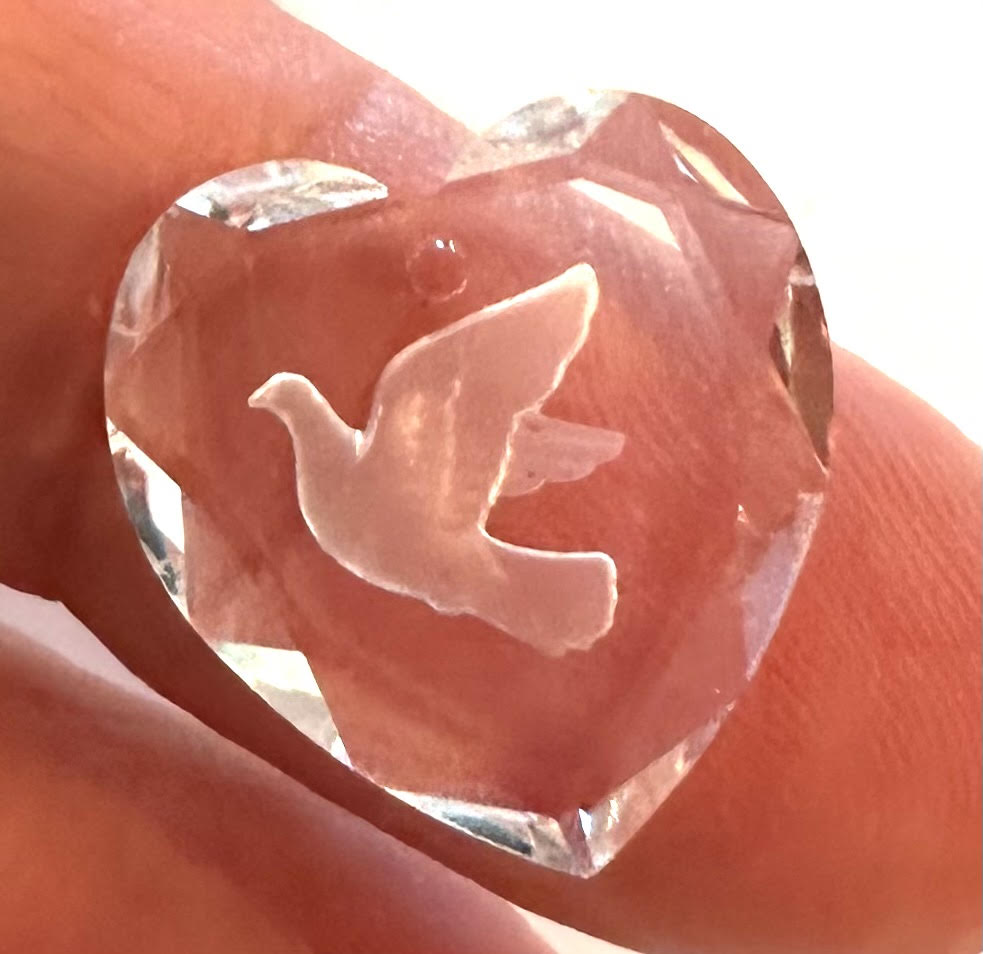 Vintage Swarovski Crystal Dove Heart Charms – 18mm Crystal, Art. #6226 – First Quality – Made in Austria (Lot of 4) - VB813