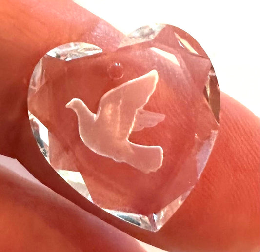 Vintage Swarovski Crystal Dove Heart Charms – 18mm Crystal, Art. #6226 – First Quality – Made in Austria (Lot of 4) - VB813