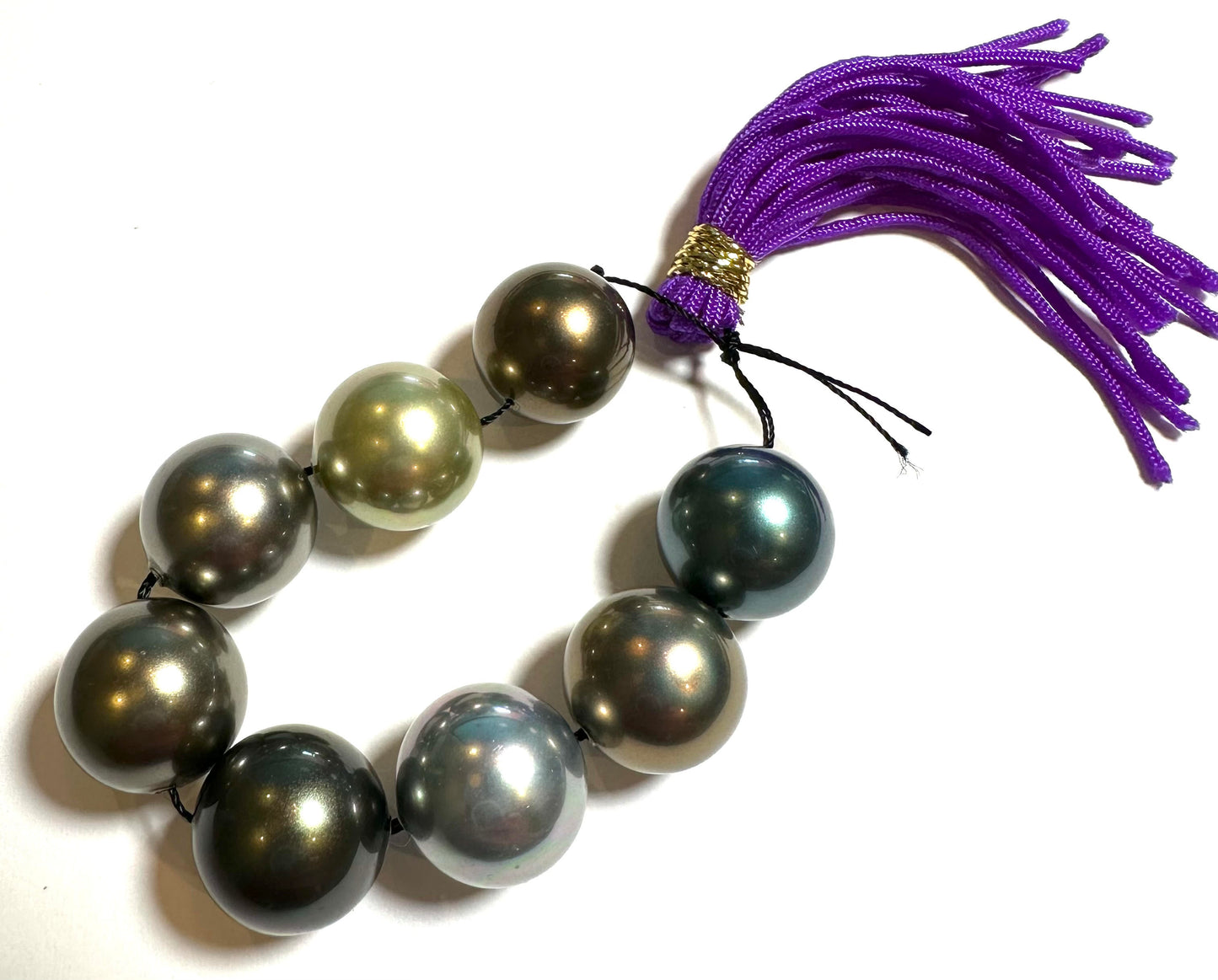 Large Tahitian Pearl Bead Strand – 13mm High-Luster Multi Color – Rare 8 Bead Lot – PB7852