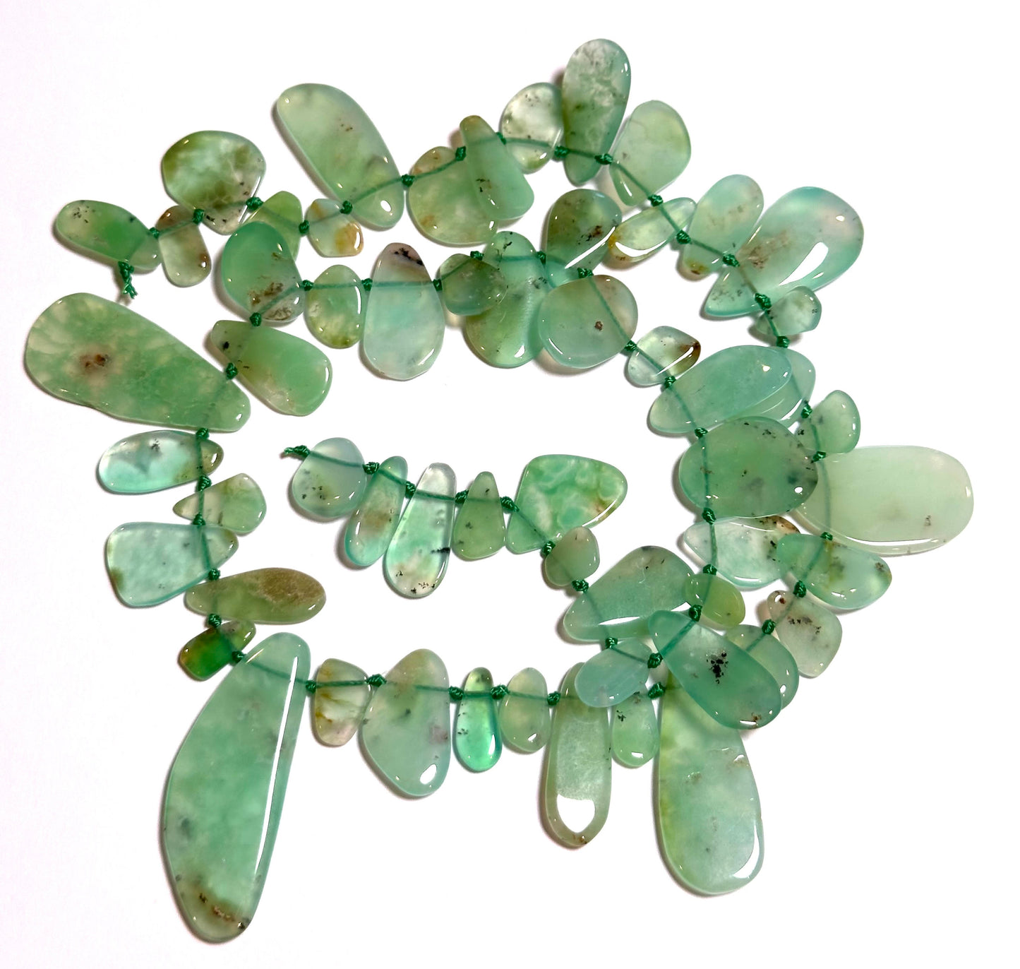 Natural Chrysoprase Freeform Teardrop Slab Beads 10 to 35mm #SP7930