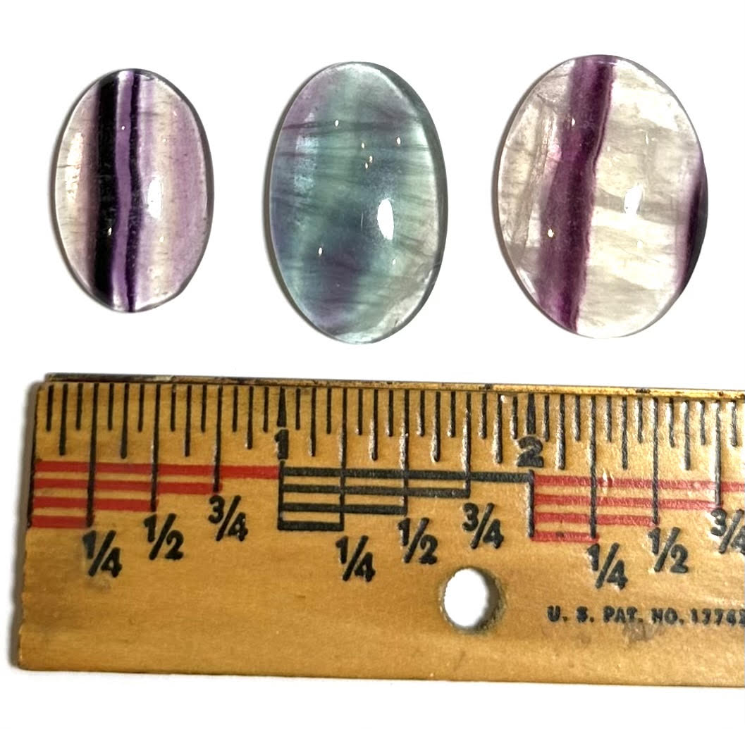 Green and Purple Fluorite Cabochon Lot of 3 - #CAB7937