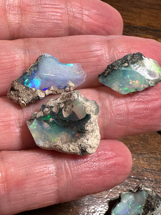 Rough Welo Ethiopian Opal in Matrix – 3-Piece Collector Set #NC7997