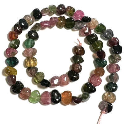 One of a Kind AA Grade Rainbow Tourmaline Polished Nugget Beads – 8mm Average - SP2394