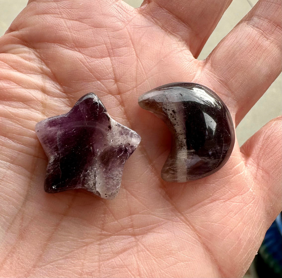 Trapiche Amethyst Moon and Star Set One Moon and One Star #NC7957