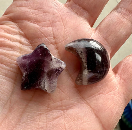 Trapiche Amethyst Moon and Star Set One Moon and One Star #NC7957