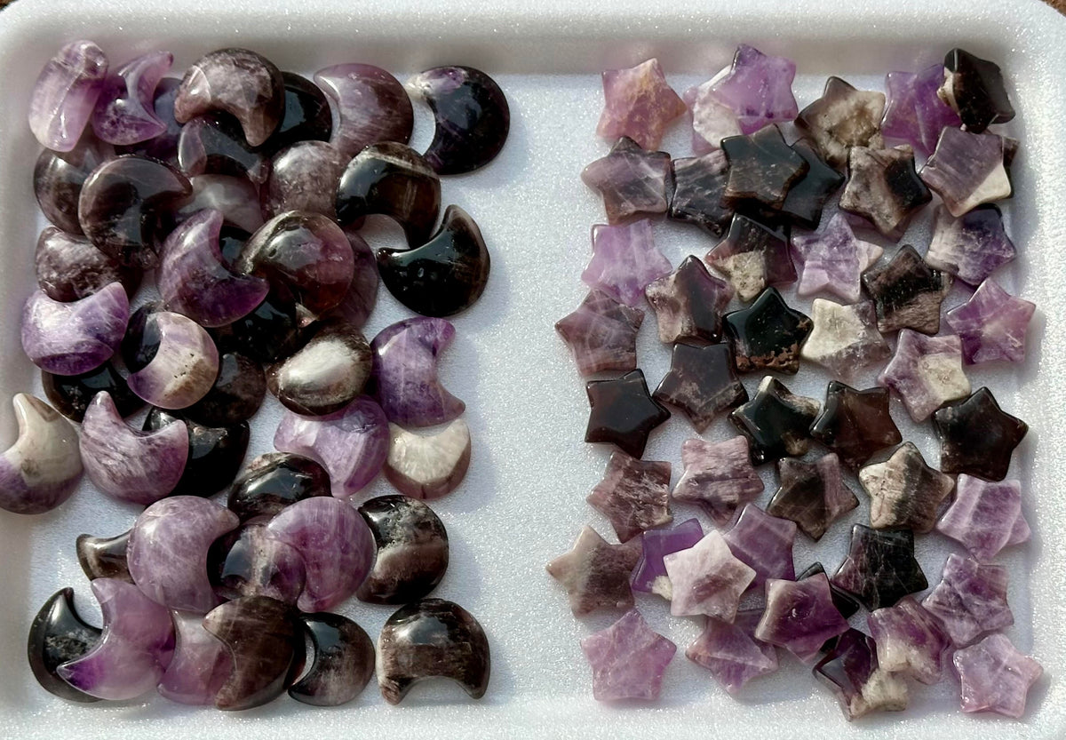 Trapiche Amethyst Moon and Star Set One Moon and One Star #NC7957