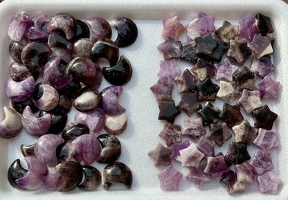 Trapiche Amethyst Moon and Star Set One Moon and One Star #NC7957