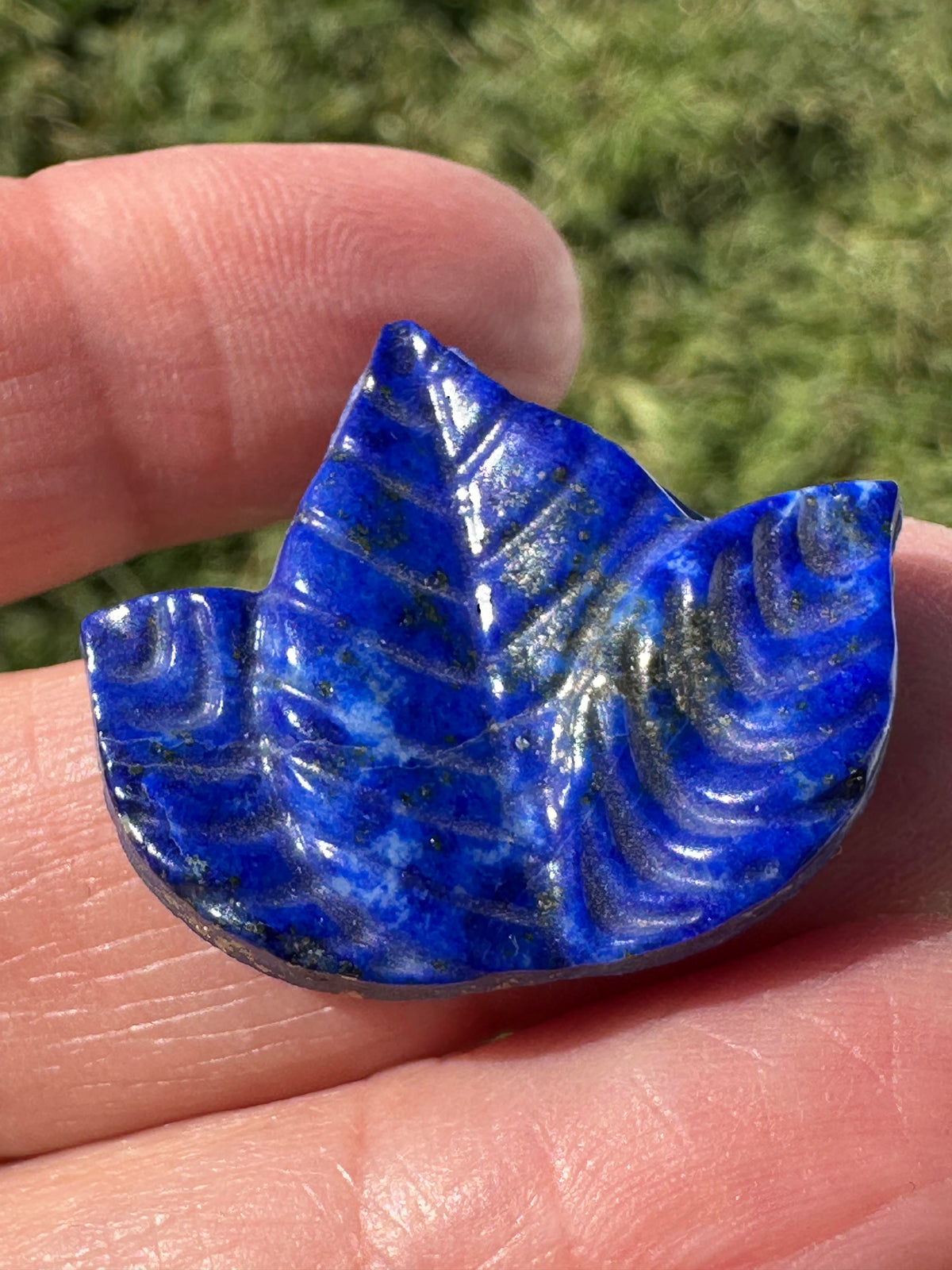 Triple Leaf Carved Lapis Lazuli Cabochon 30 x 25 mm #CAB7944