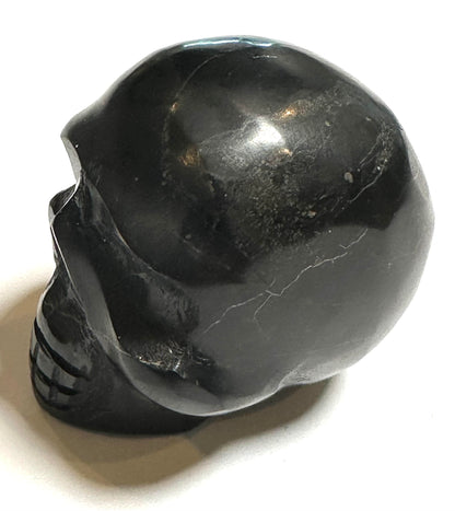 Hand Carved Polished Shungite Skull 1 1/4" x 1 1/2" x 1 1/4" #NC7936
