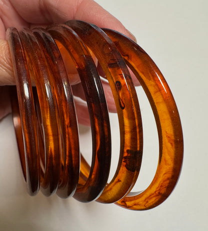 Vintage Tortoise Bakelite Bangle Bracelet Amber Brown #BAKE8019