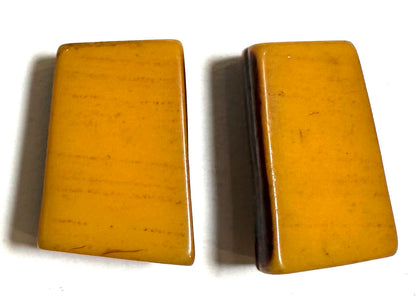 Vintage Butterscotch Bakelite Jewelry Components Pair – Woodgrain Design – Shru Hoard – 15x23mm  #BAKE3089