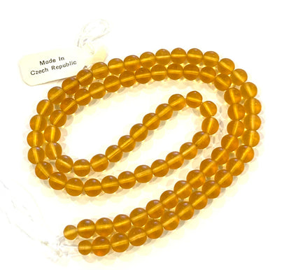 Vintage Czech Matte Topaz Round Glass Beads, 8mm – 24" Strand | Made in Czech Republic #VB322