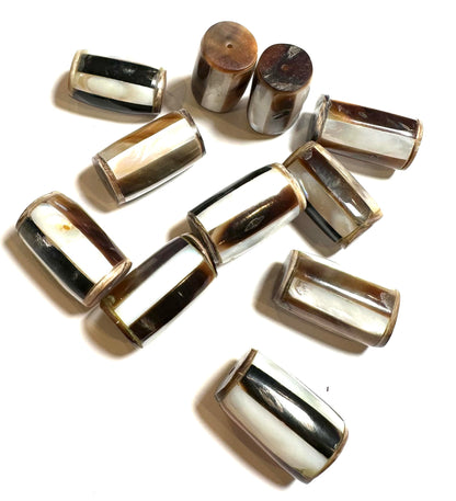 Vintage Shell & Horn Inlaid Barrel Beads – One-of-a-Kind Lot- SP7842