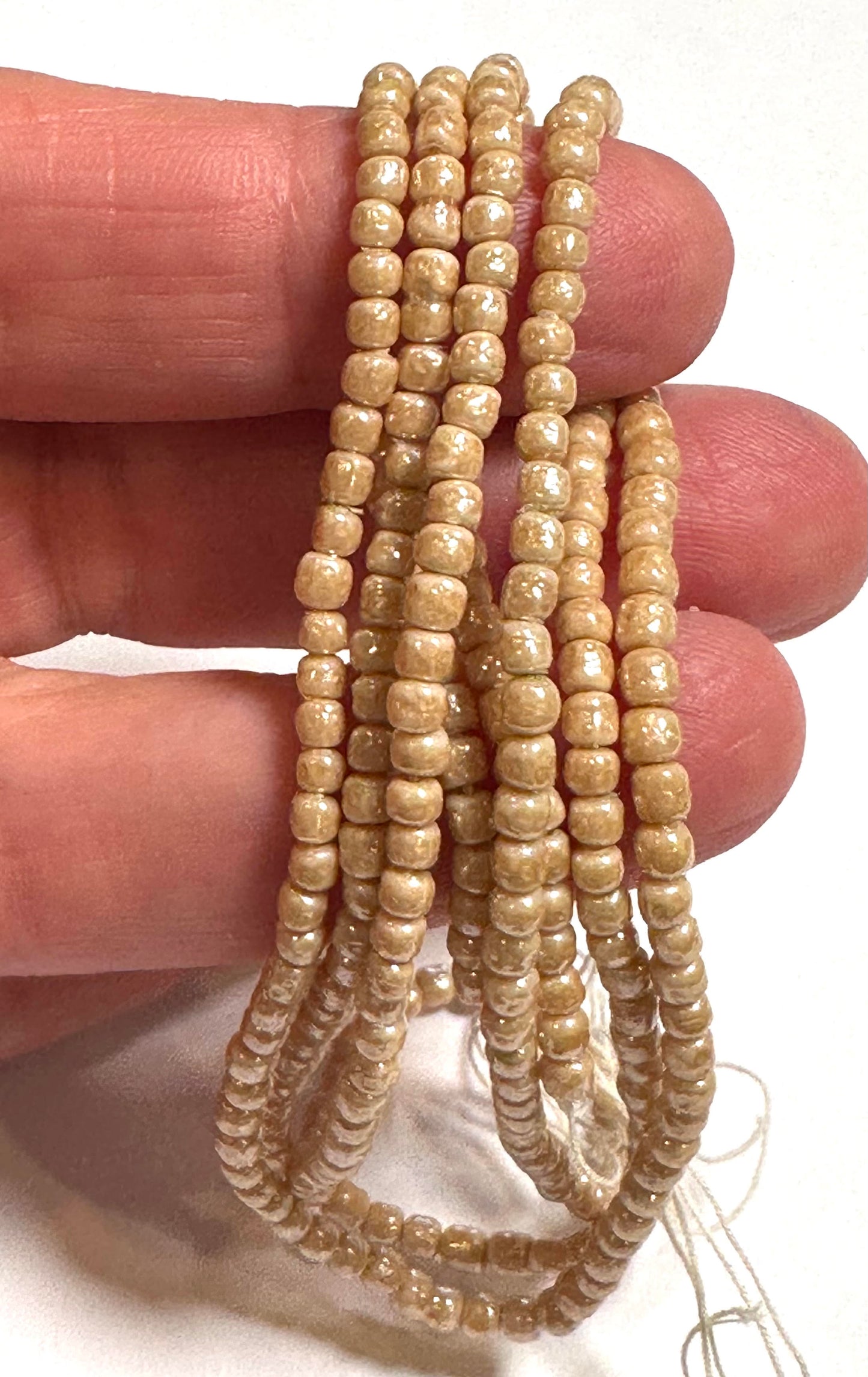Vintage Miriam Haskell Champagne Luster Baroque Glass Beads 3mm #VB103