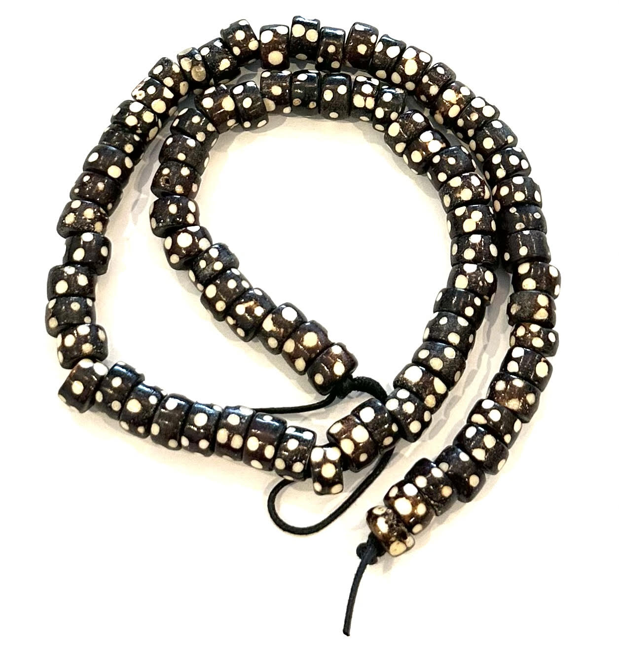 Vintage Polka Dot Bone Beads 9mm #B3330