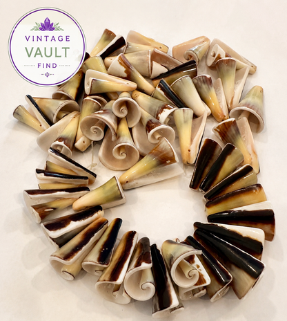 Vintage Carved Shell Cone Beads – Large Top-Drilled Beads/Pendants - #VB6566