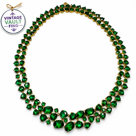 Vintage Suzanne Somers Limited Edition Emerald Green CZ Necklace 925 Sterling Silver 18K Vermeil 065/200 #VB820