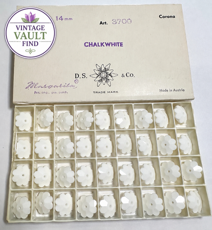 Vintage Swarovski Crystal Margaritas – Chalk White – 14mm – Article #3700 Original Packaging – #VB7914