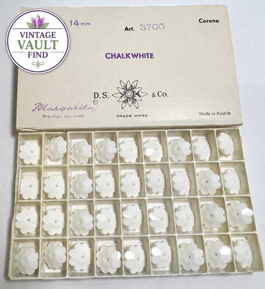 Vintage Swarovski Crystal Margaritas – Chalk White – 14mm – Article #3700 Original Packaging – #VB7914