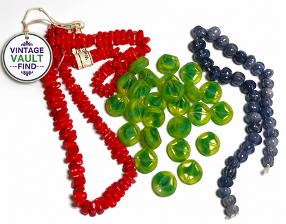 Vintage Vault Find Three Unusual Vintage Glass and Iolite Bead Strands VB814