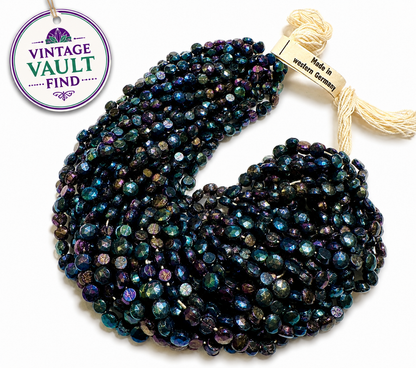 Vintage Western Germany Peacock Iris Nailhead Beads 4mm Original Hank #VB110