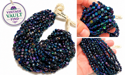 Vintage Western Germany Peacock Iris Nailhead Beads 4mm Original Hank #VB110