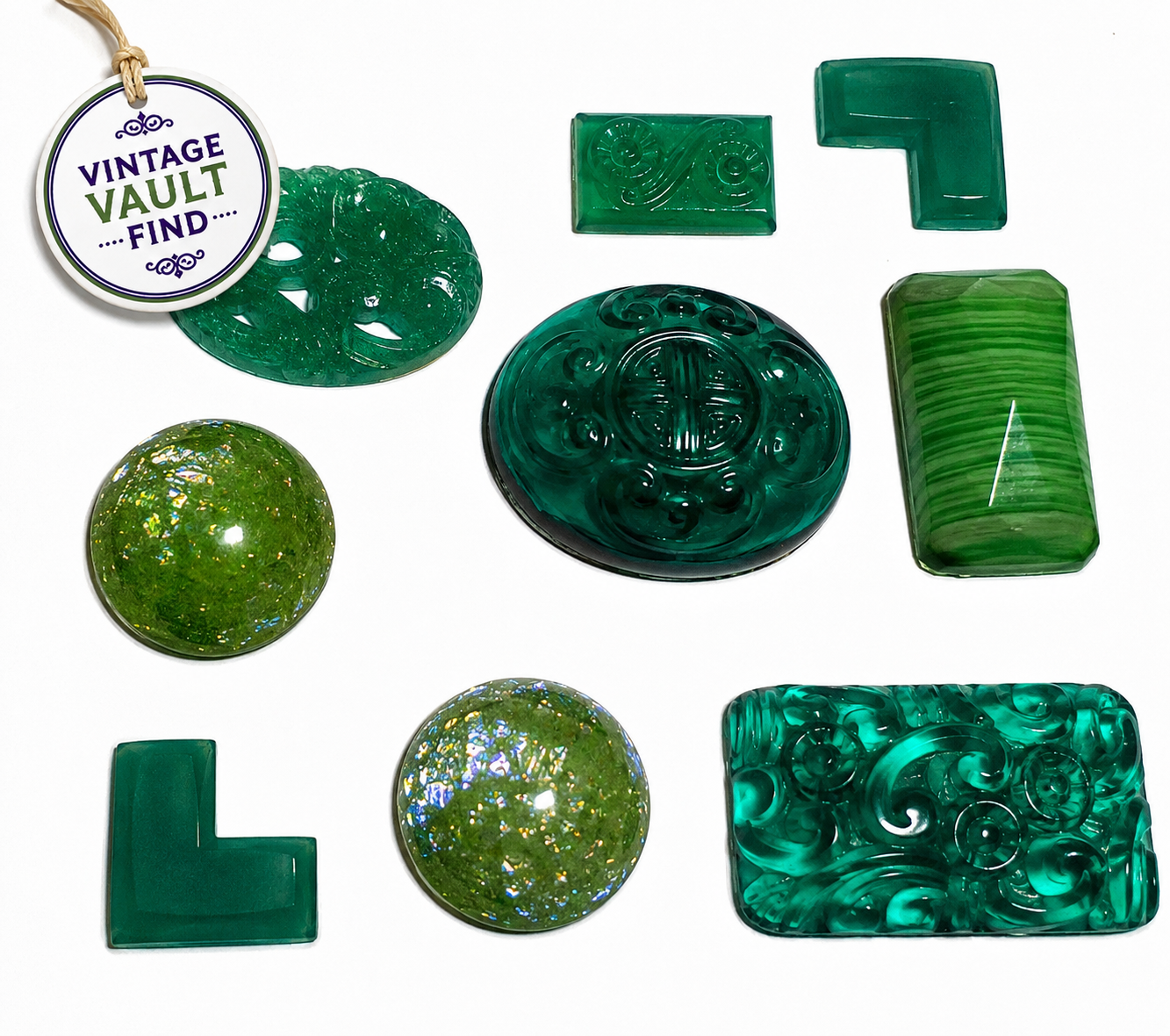Vintage Glass Cabochon Collection – 9 Pieces VCAB559