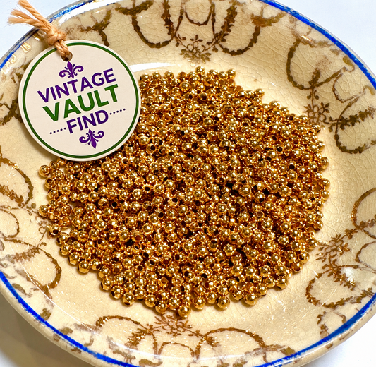 Vintage Gold Plated Round Spacer Beads 2mm Approximately 900 Beads #VB8013
