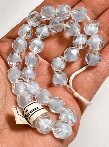 Vintage West German Blue Givre Faceted Crystal Beads with Original Tag 10mm  #VB102