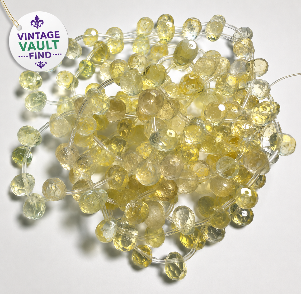 Vintage Glass Briolette Beads 9 x 7mm #VB824