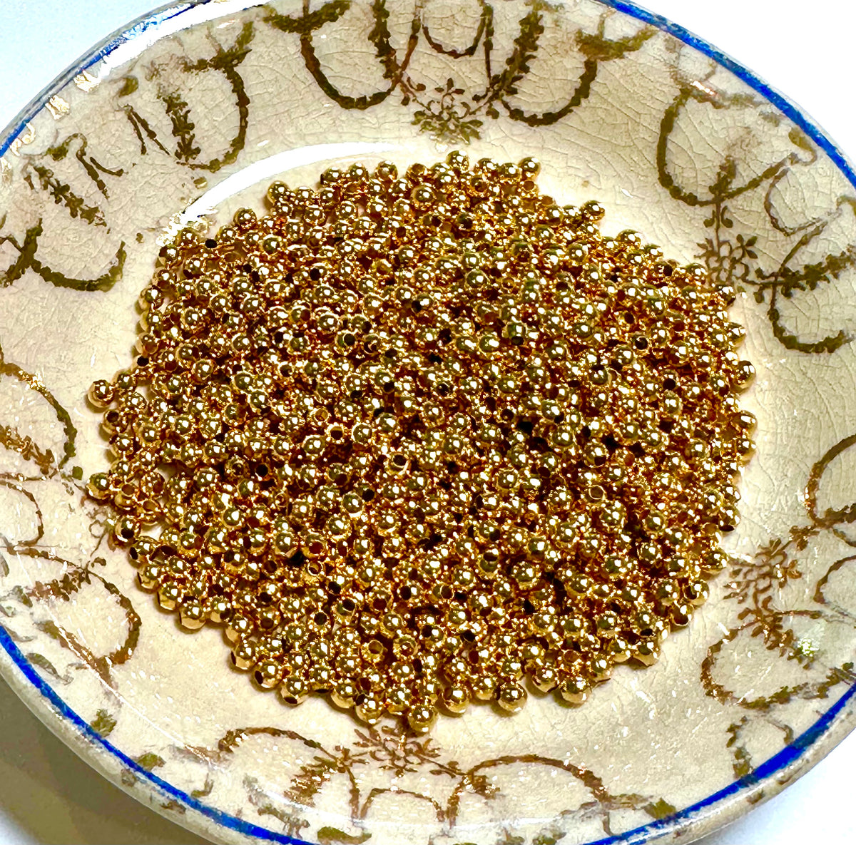 Vintage Gold Plated Round Spacer Beads 2mm Approximately 900 Beads #VB8013