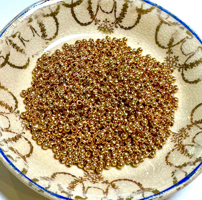 Vintage Gold Plated Round Spacer Beads 2mm Approximately 900 Beads #VB8013