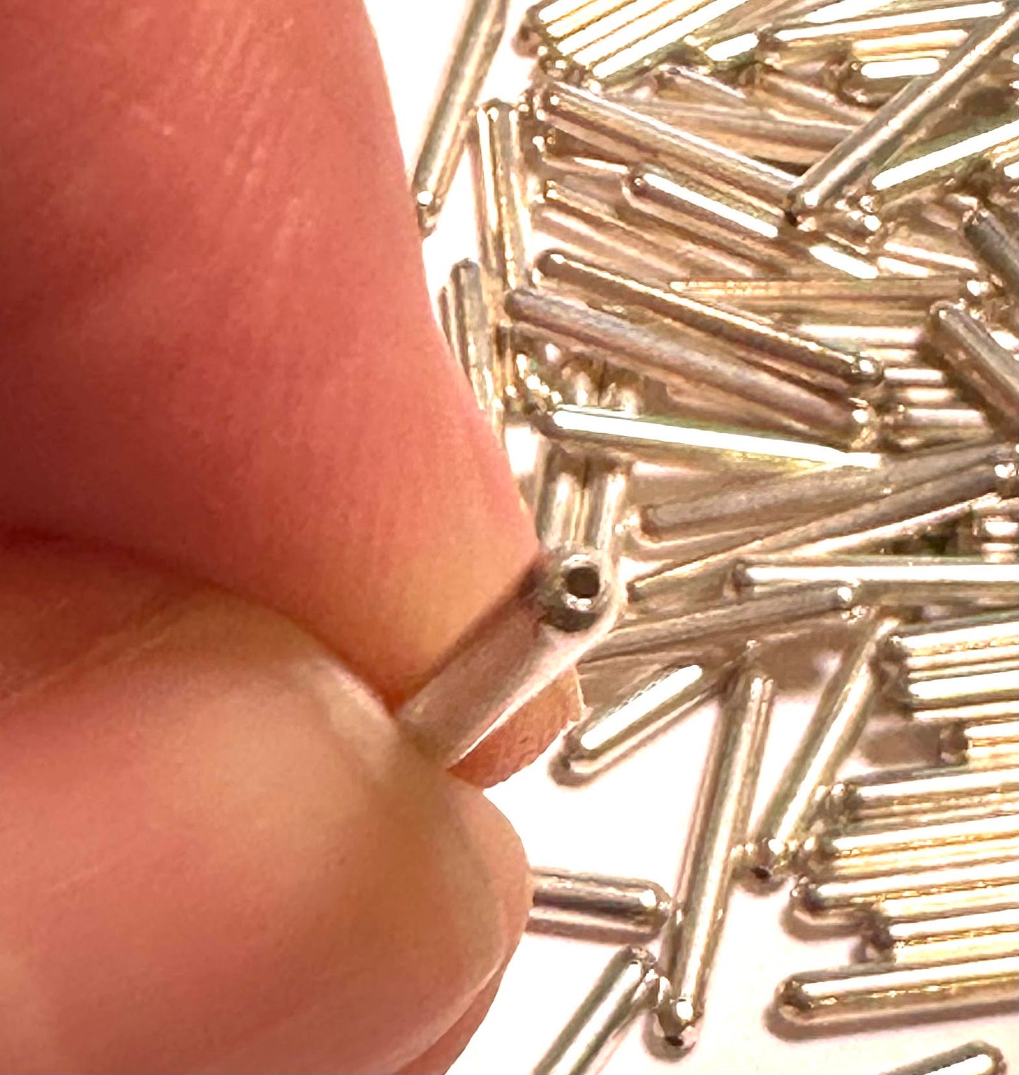 Vintage Sterling Silver Plated Tube Beads 17mm Rounded Ends  #VB105