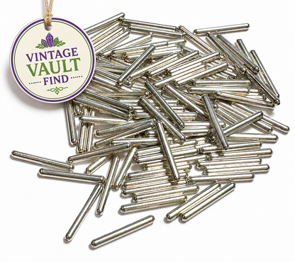 Vintage Sterling Silver Plated Tube Beads 17mm Rounded Ends  #VB105