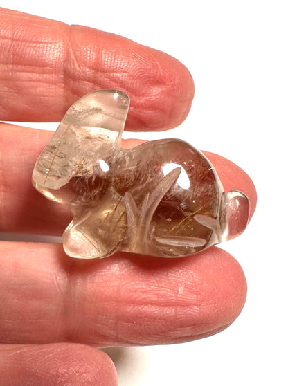 Golden Rutile Quartz  Crystal Pocket Bunny — Brazil NC7736