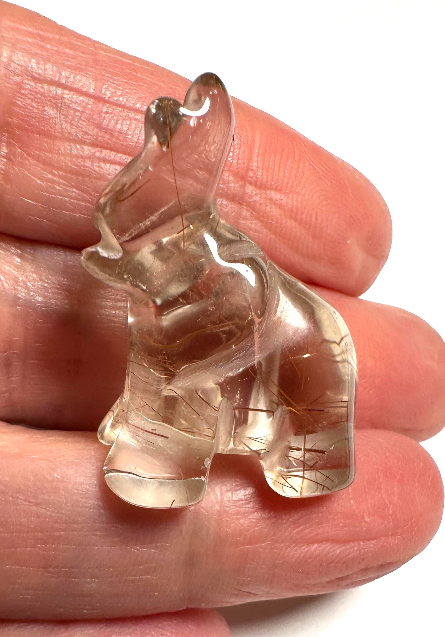 Golden Rutile Quartz Elephant Crystal Pocket Buddy — NC7737