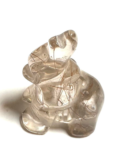 Golden Rutile Quartz Elephant Crystal Pocket Buddy — NC7737