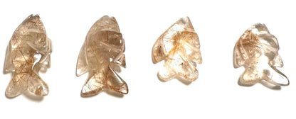 Golden Rutile Quartz Crystal Fish  Pocket Buddies NC7734